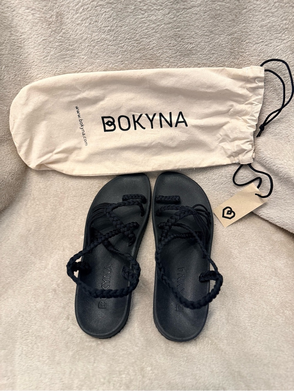 Bokyna Black Braided Sandals with arch support